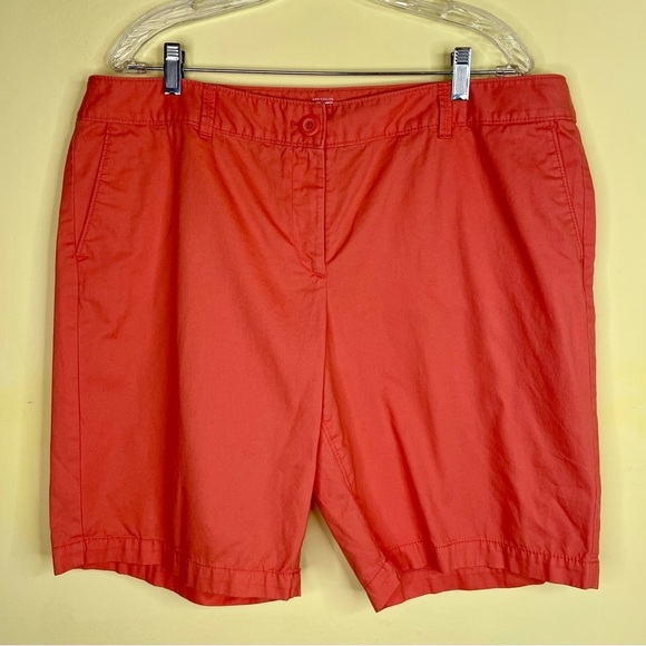 Loft Ann Taylor Cotton Shorts Bermuda Coral Flat Front Size 16 - Picture 1 of 7